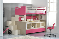 Flag children's bunk room with a desk and wheeled drawers