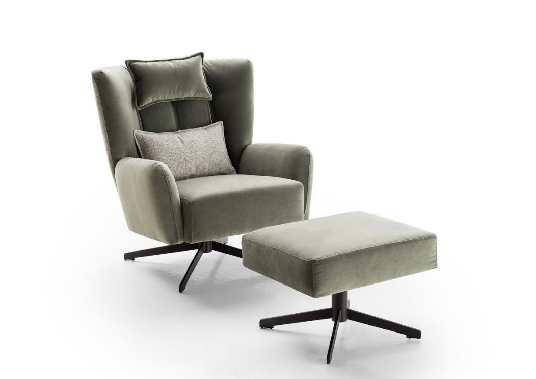 Dressed armchair with swivel base