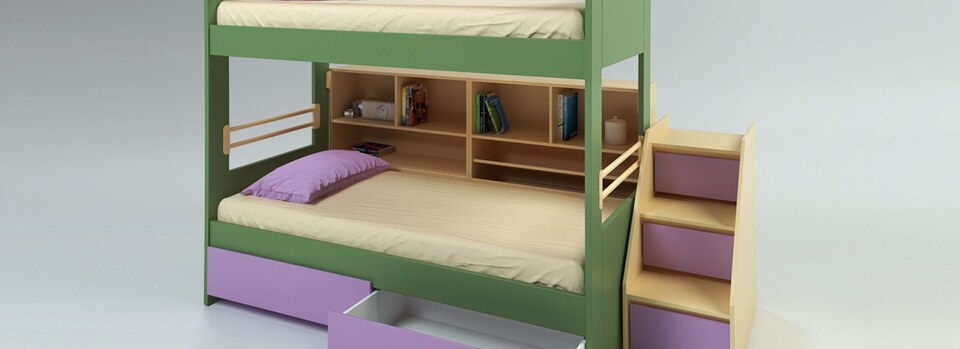 BUNK PLAYHOUSE  WITH CORRIDOR-LIBRARY AND LADDER ON THE SIDE