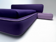Εντυπωσιακό Κρεβάτι Zen με υφασμάτινη επένδυση, υπόστρωμα, κεφαλάρι και πουφ