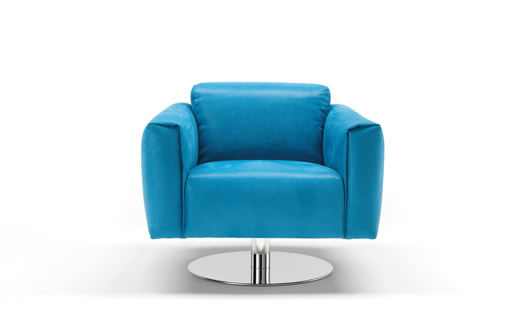 Modern swivel armchair with metal base CHIC