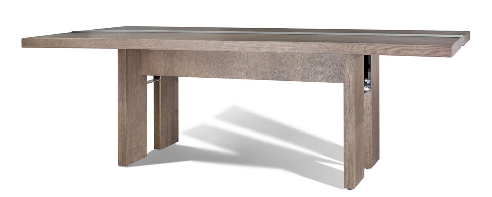 Μοντέρνο τραπέζι απο δρύς ξύλο και γυαλί στην μέση  Deck