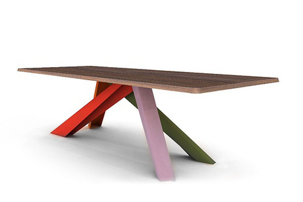 Μοντέρνο τραπέζι με ιδιαίτερα πολύχρωμα πόδια  Colorful