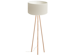 Ξύλινο φωτιστικό δαπέδου με λευκό καπέλο