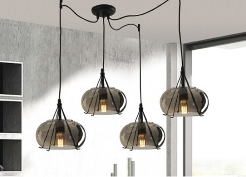 Impressive pendant glass lamp with metal in Rena color