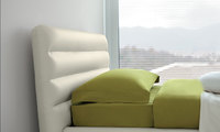 Modern Wave Bed with fabric or leather lining with metal legs and velvet headboard