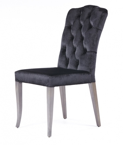 Classical chair with wooden legs and special high-backed quilted Charlotte back