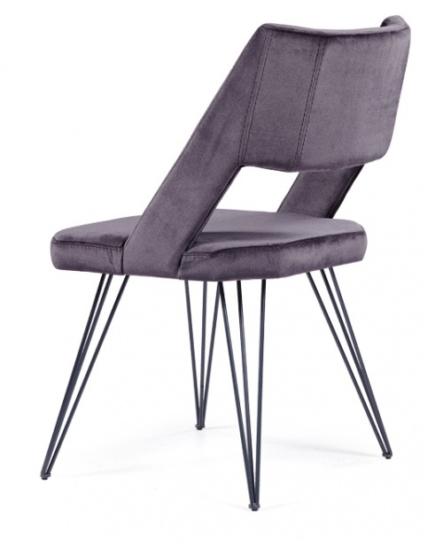 Modern fabric chair with metal legs and Orlando Metal back