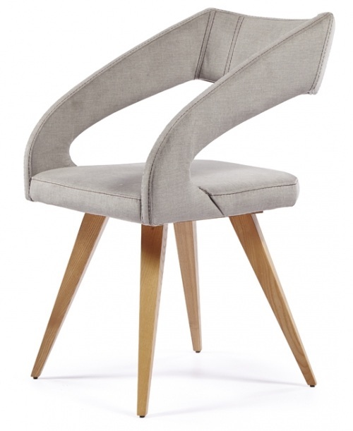 Μοντέρνα καρέκλα από ξύλινα πόδια και ιδιαίτερη πλάτη με κλίση Fontana Wood