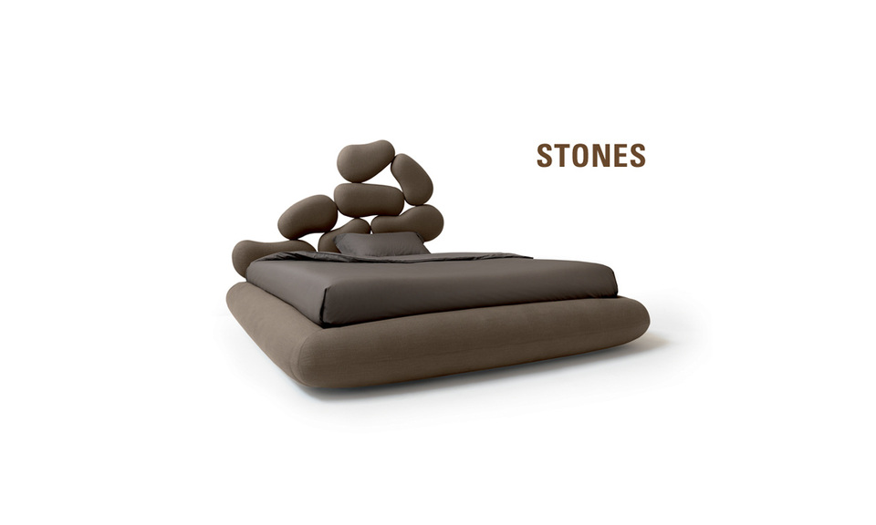 Κρεβάτι Stones με μοναδικό σχέδιο και επένδυση