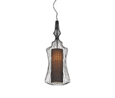 Modern pendant luminaire with textile hat and Ariadne metal mesh