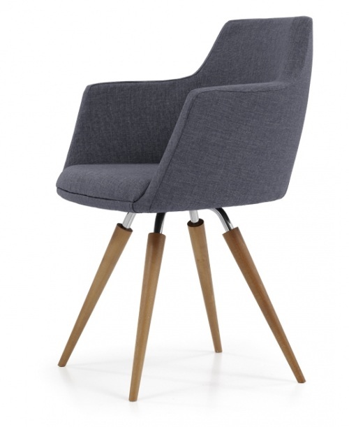 Modern fabric chair with original wooden feet Arizona black