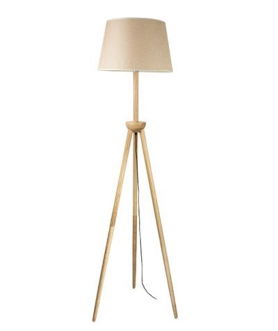 MODERN WOODEN STANDING LAMP WITH FABRIC SHADE