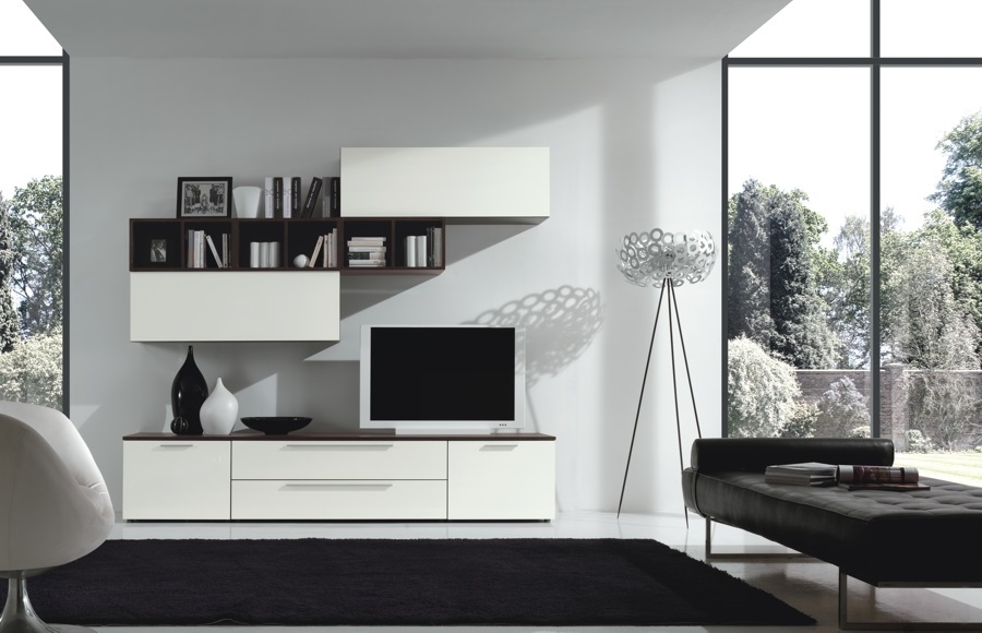 Modern Living Room Composition with TV Base and Hanging Cabinets Stream 26