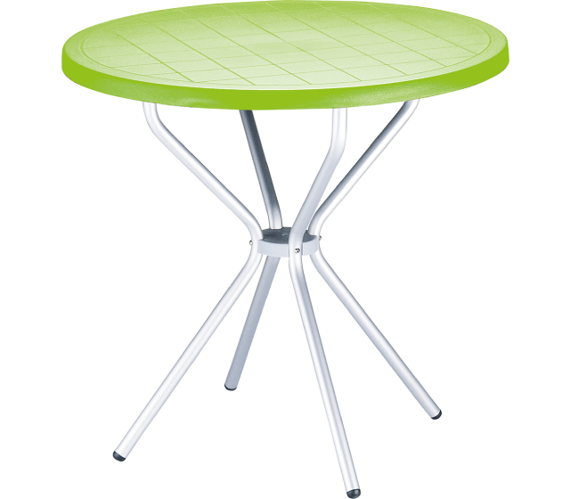 Round table with a special foot of polypropylene outdoors