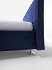 Modern Blue Bed with removable fabric lining and quilted design on the headboard