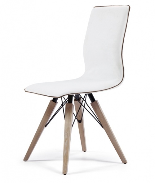 Design chair with solid metal wood Tennessee white
