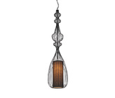 Modern pendant luminaire with textile hat and Ariadne metal mesh