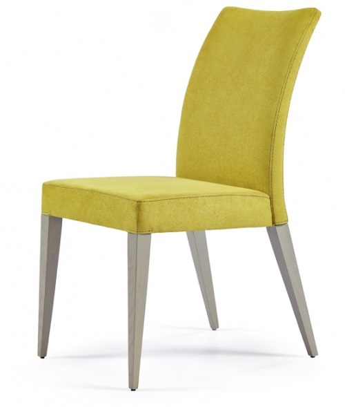 Modern chair made of fabric with wooden legs and high back Memphis
