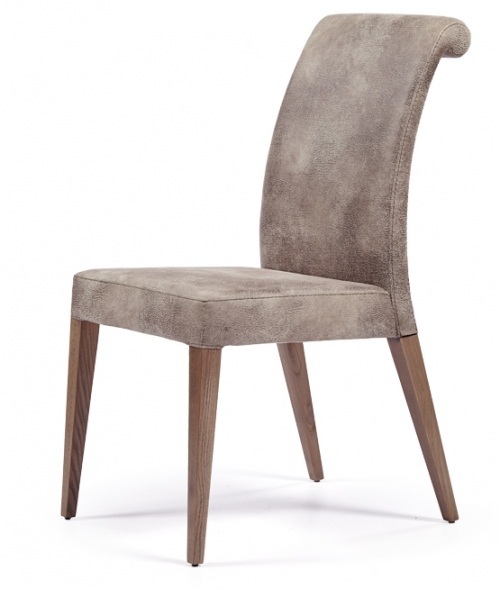Modern chair with wooden legs and original design on San Diego back