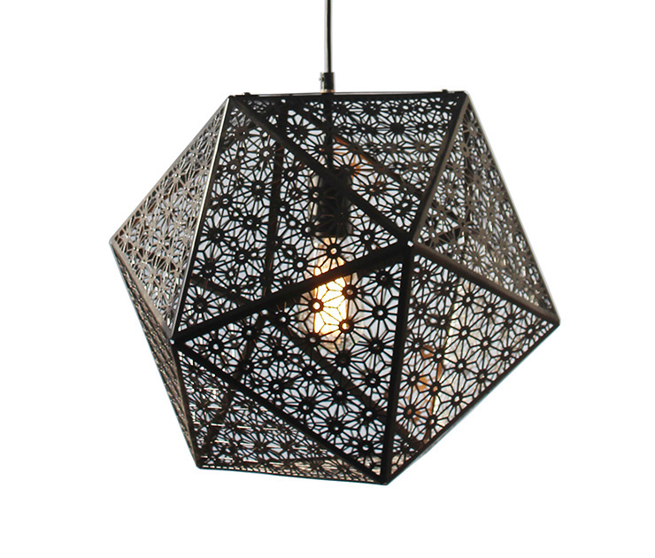Stunning pendant iron lamp perforated in irregular Craft shape
