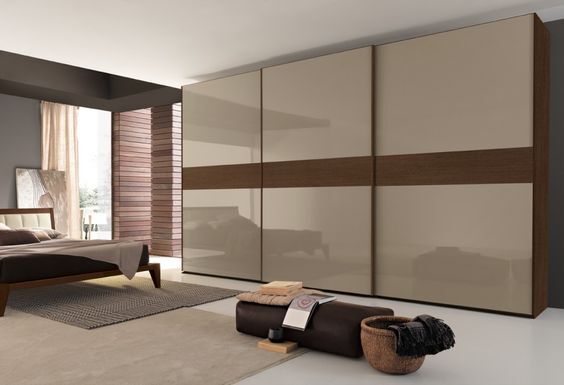 Sliding wardrobe Vitality 1 with lacquer and wooden design