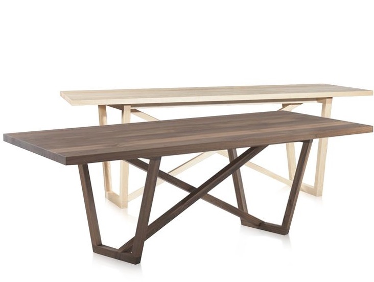 Table made of oak solid wood, walnut or beech and with a prototype design at the feet Exelsior