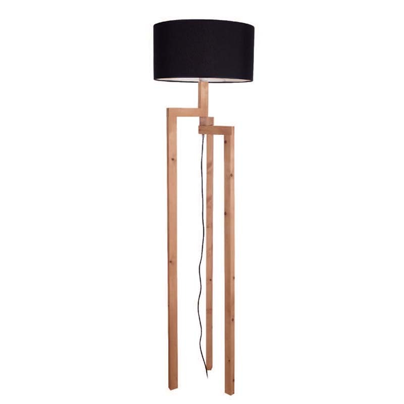 MODERN WOODEN TRIPOD STANDING LAMP WITH FABRIC SHADE TETRIS