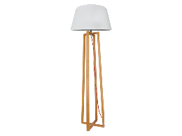 WOODEN STANDING LAMP WITH WHITE FABRIC SHADE
