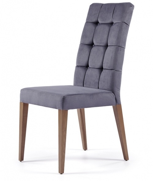 Modern chair with high quilted back and wooden legs Virginia