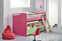 Children's room with Flexy low bunk bed with a desk and sliding bed mechanism