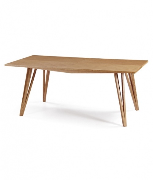 Modern wooden table and original design at Ankona feet