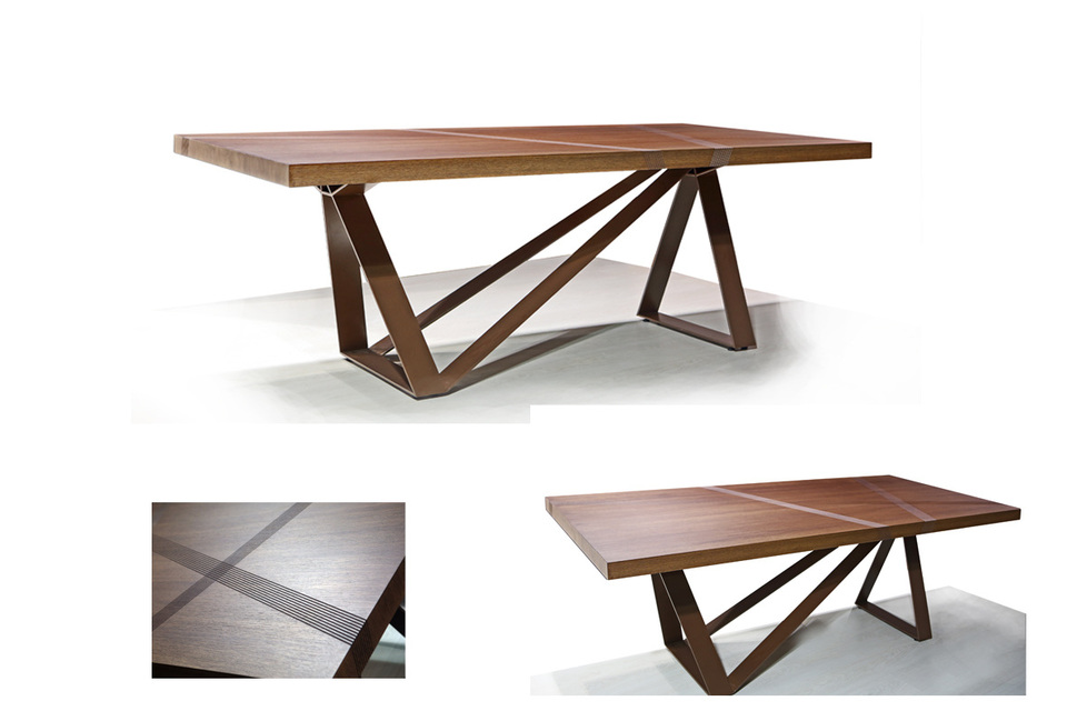 Solid wooden table top and modern metal legs Glory