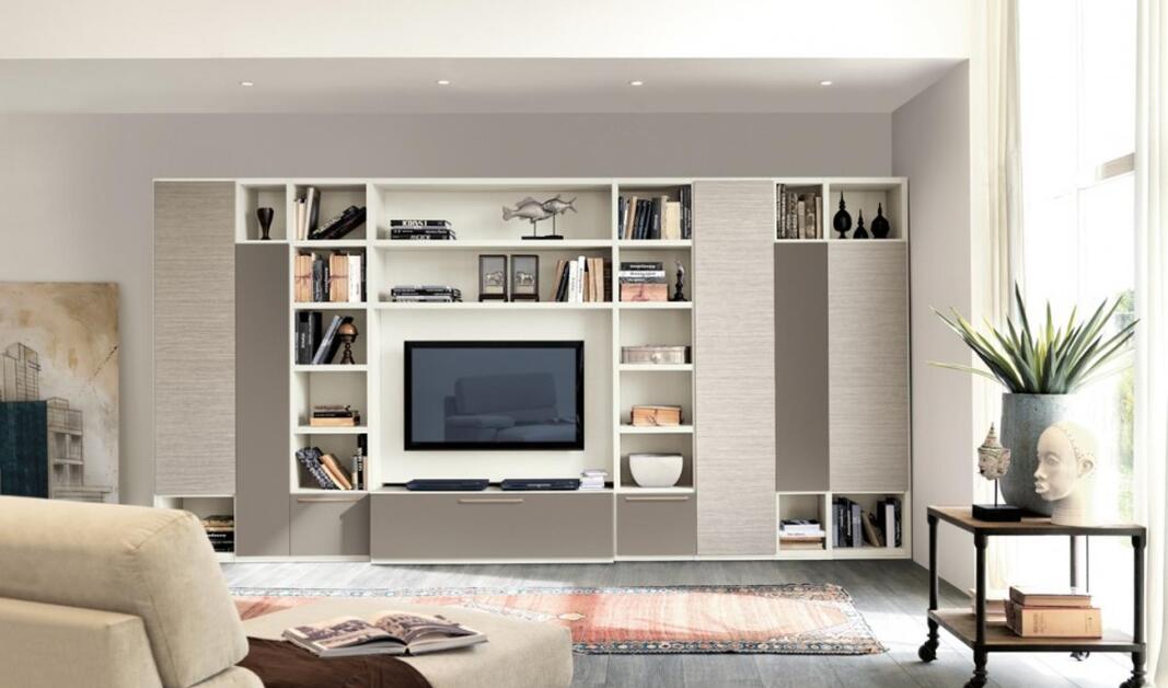 Modern Wooden Composition - L26 library with TV stand and cabinets in various colors