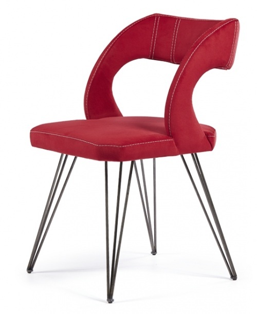 Μοντέρνα καρέκλα από ύφασμα,με μεταλλικά πόδια και ιδιαίτερη πλάτη Columbia
